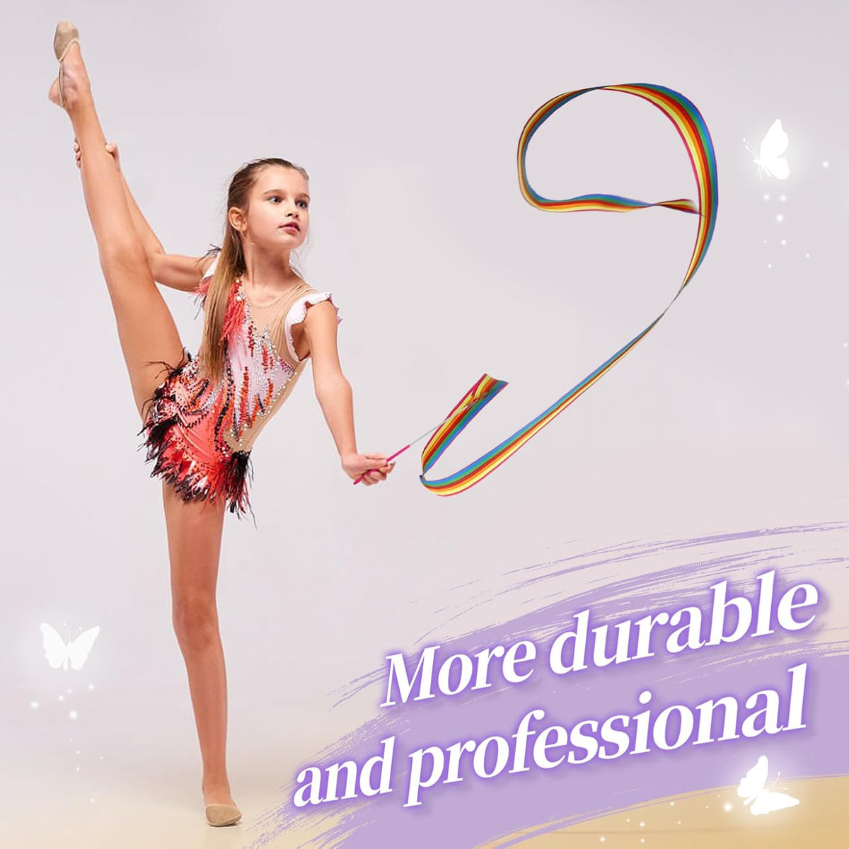 PAMASE Dance Ribbons - 16 Packs Ribbon Wands with Non-Slip Handles for Girls Gift, 6.6ft Rhythmic