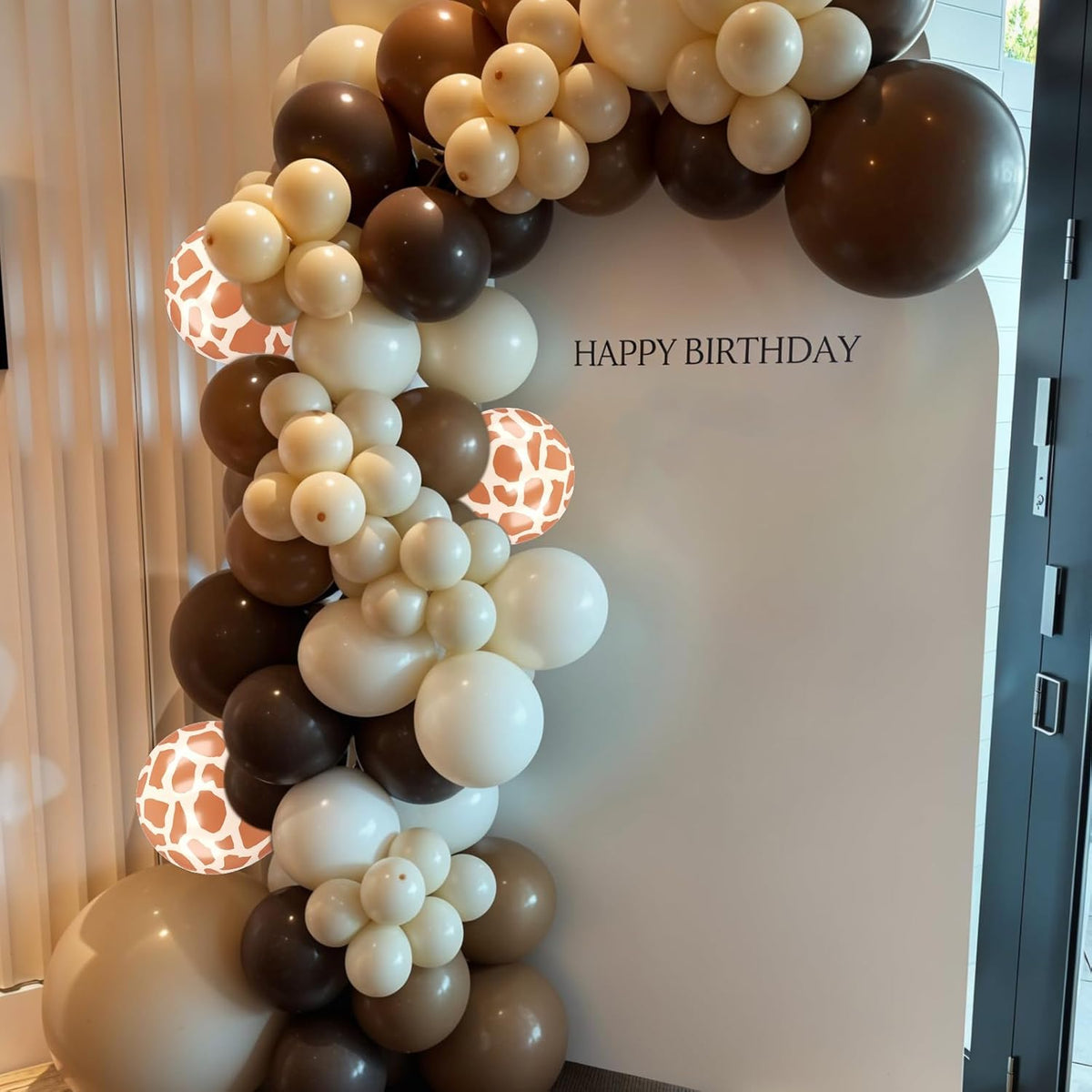 Safari Balloons, 60pcs Jungle Balloons, Brown Gold White Balloon Giraffe Print Balloon For Birthday