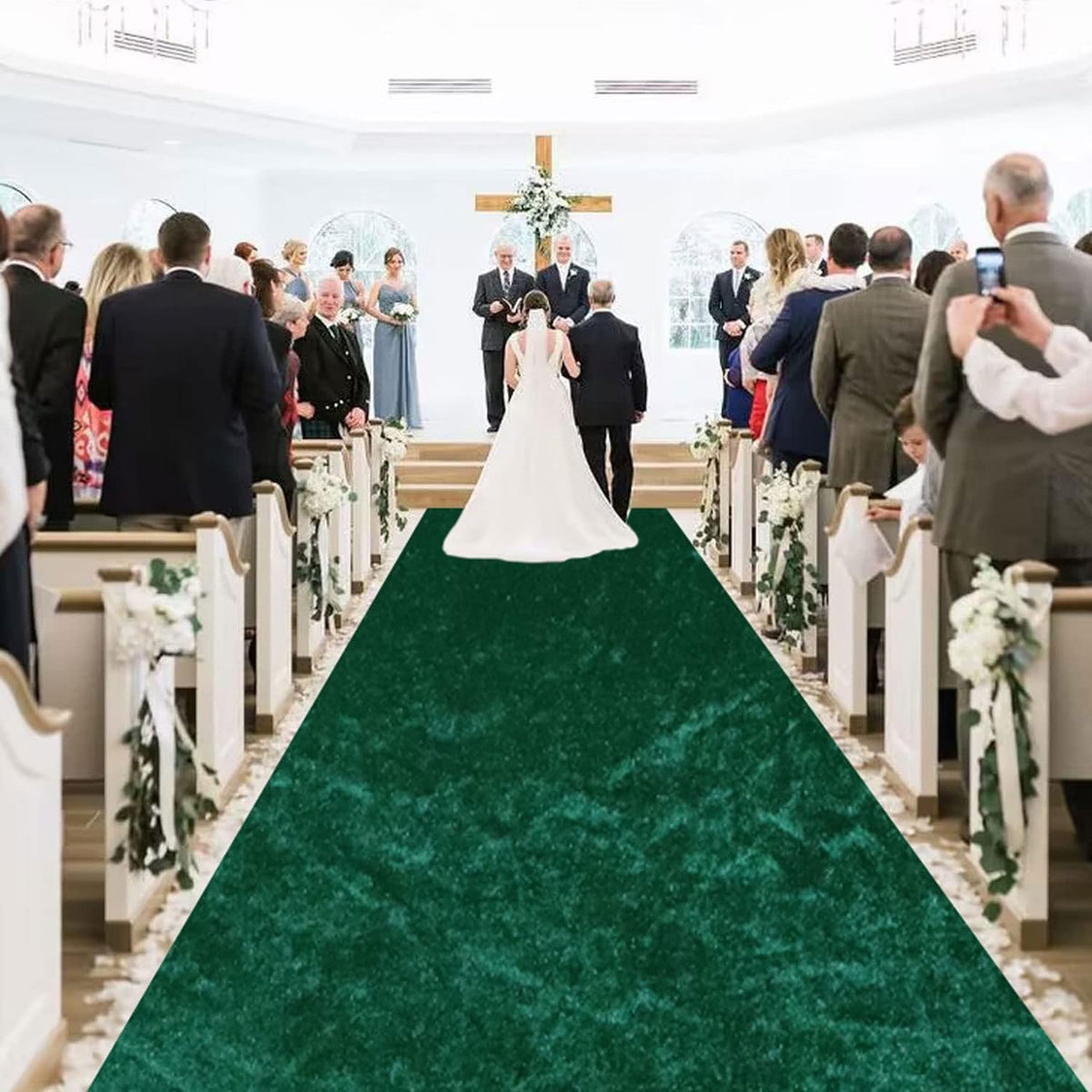 MODFUNS Emerald Green Aisle Runner for Wedding Ceremony 4FTx20FT Wedding Runner Aisle Indoor Velvet
