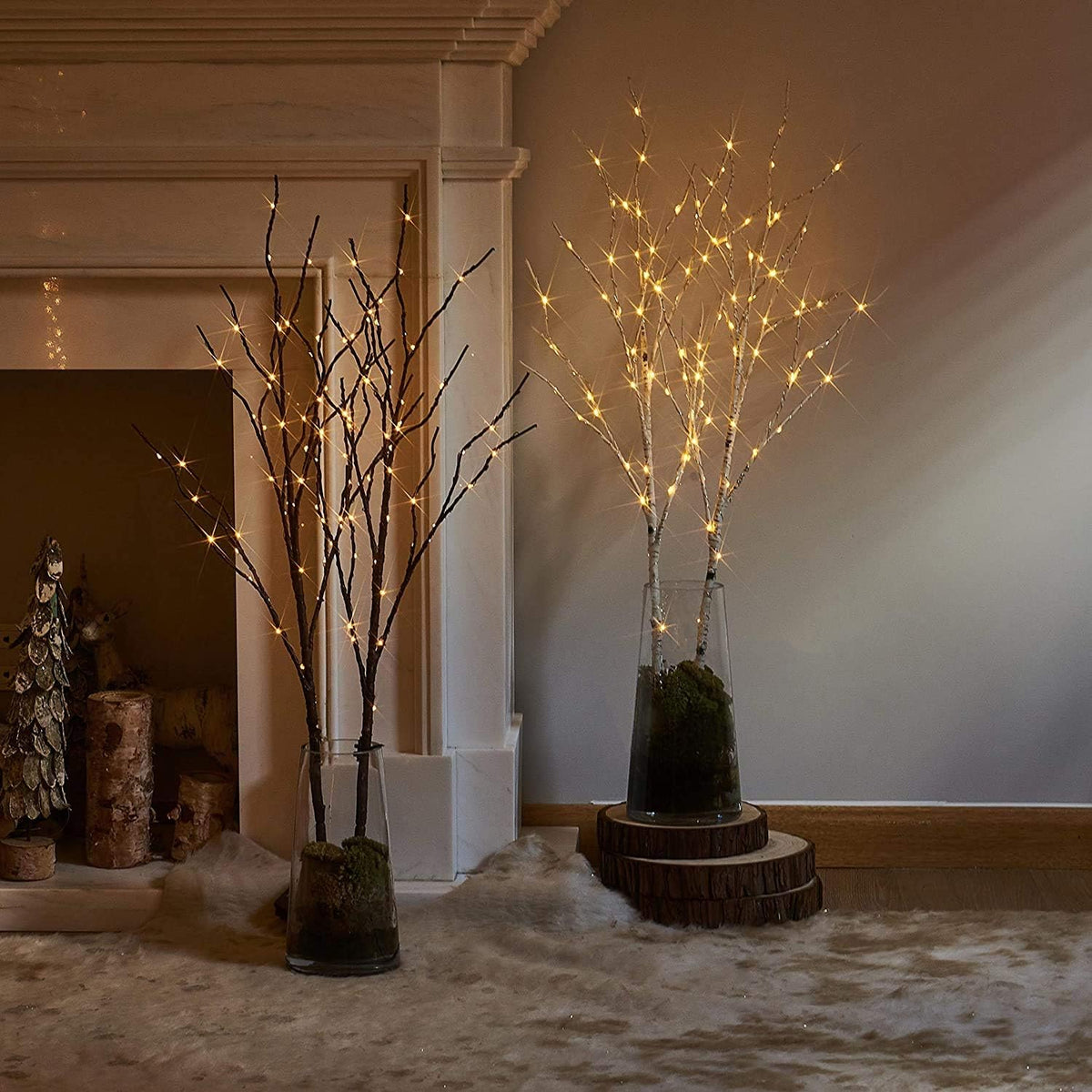 Fudios Branch Lights Battery Operated with Timer 32IN 100 LED, Fake Willow Branches with Fairy