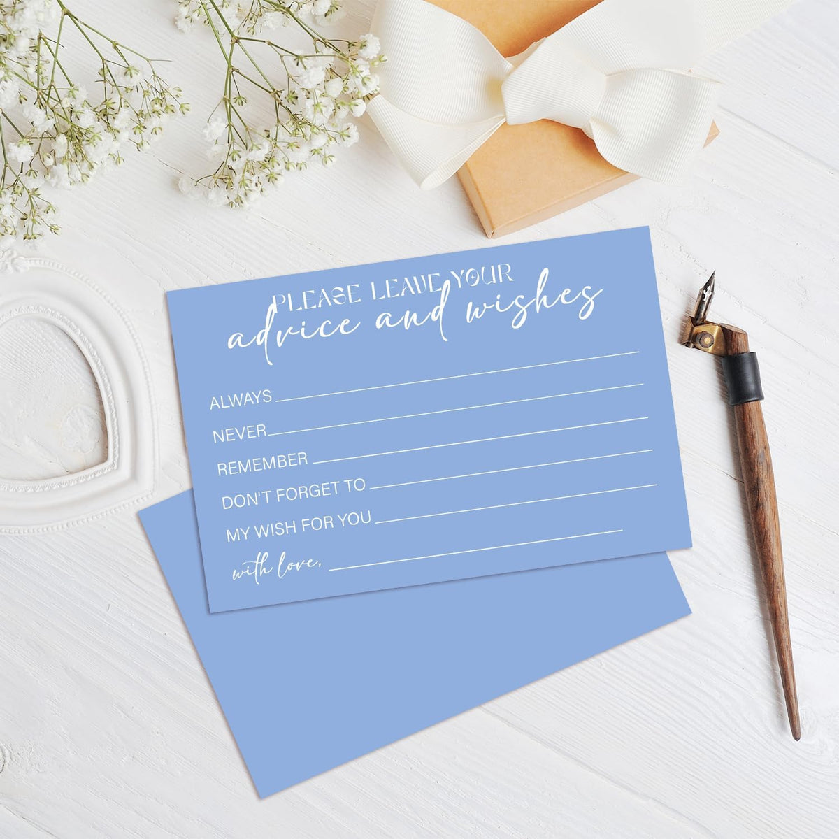 Advice and Wishes For the Mr and Mrs, Blue Advice Cards for Bridal Shower, Well Wishes for Wedding