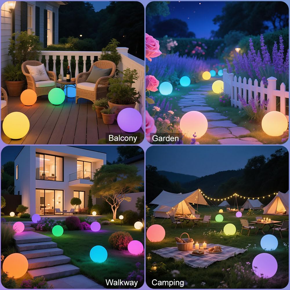 10-in Glowing LED Ball Light, Dimmable 16 RGB Color 4 Mode Glowing Orb Lights w/Remote