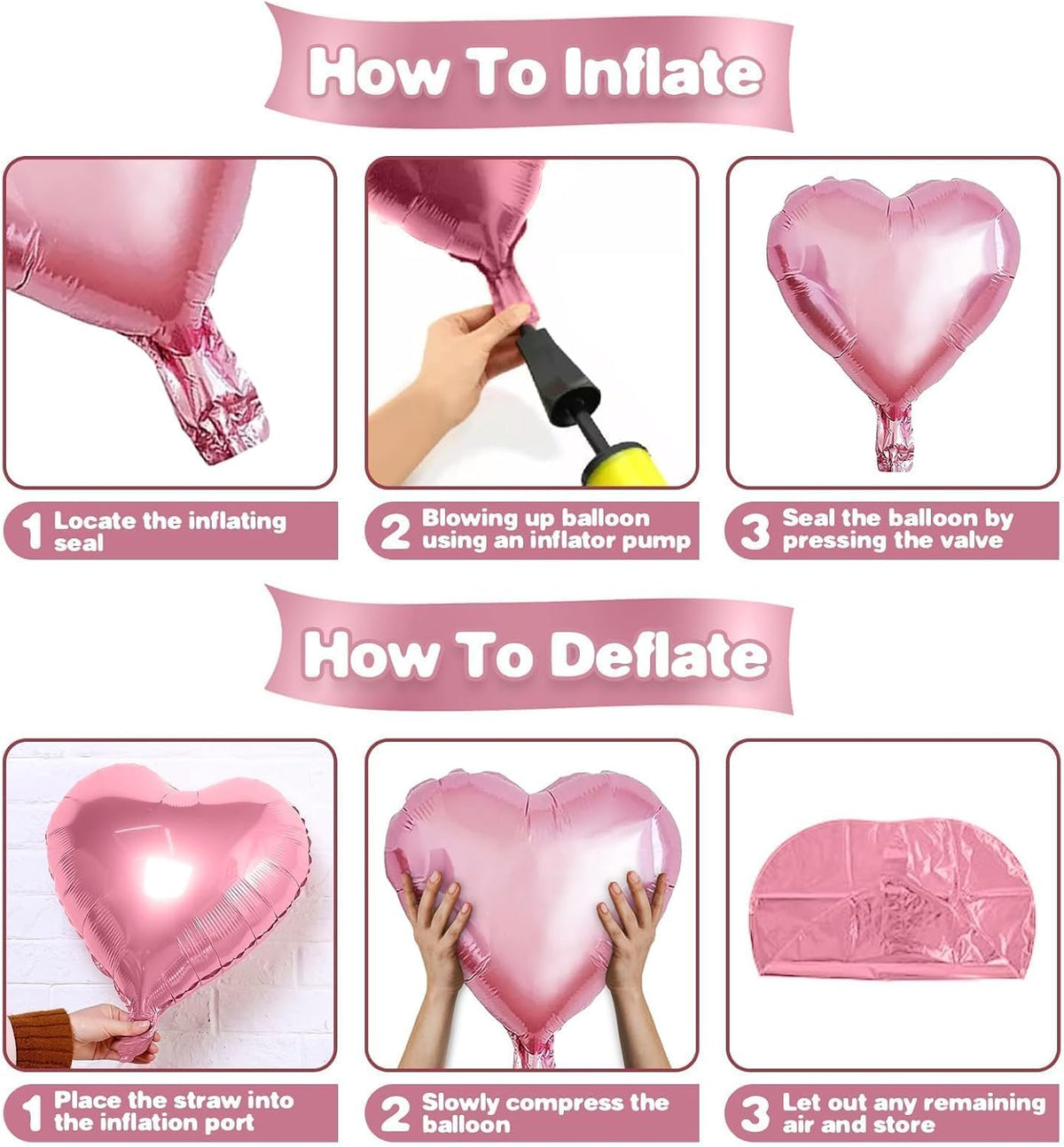 Pink Heart Balloons,12Pcs 18 Inch Light Pink Helium Foil Love Heart Shaped Balloons for Girls Party