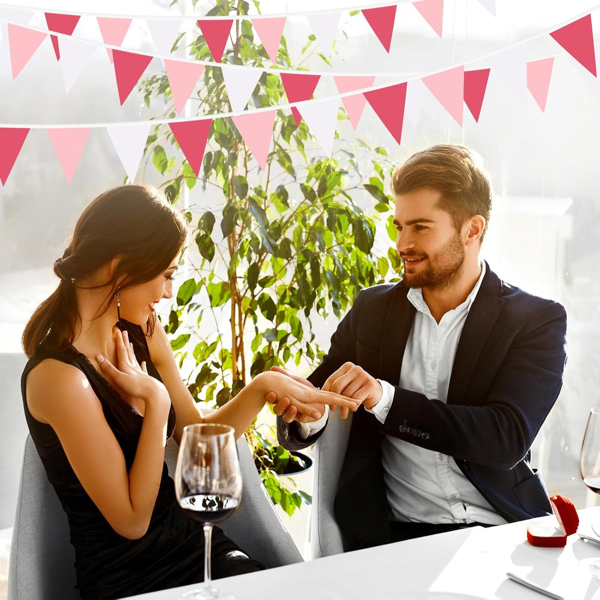 Pink Pennant Banner Triangle Flag Bunting Garland for Wedding Birthday Baby Shower Graduation