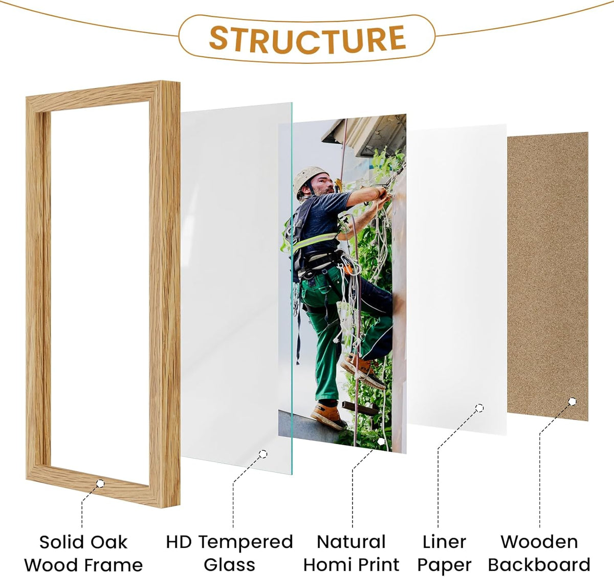 19x27 Picture Frame Oak Wood,19"x27" Natural Oak Color Wooden Frames with Tempered Glass,27x19 inch