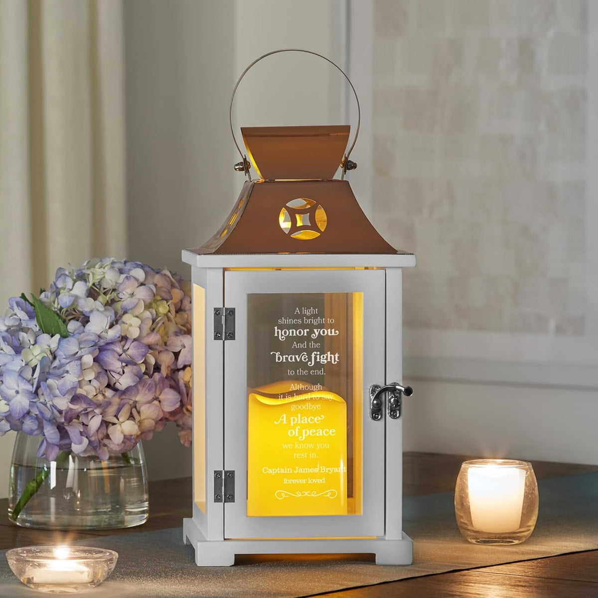 Let's Make Memories Personalized Memorial Lantern - Sympathy - Condolences - LED Candle - Automatic