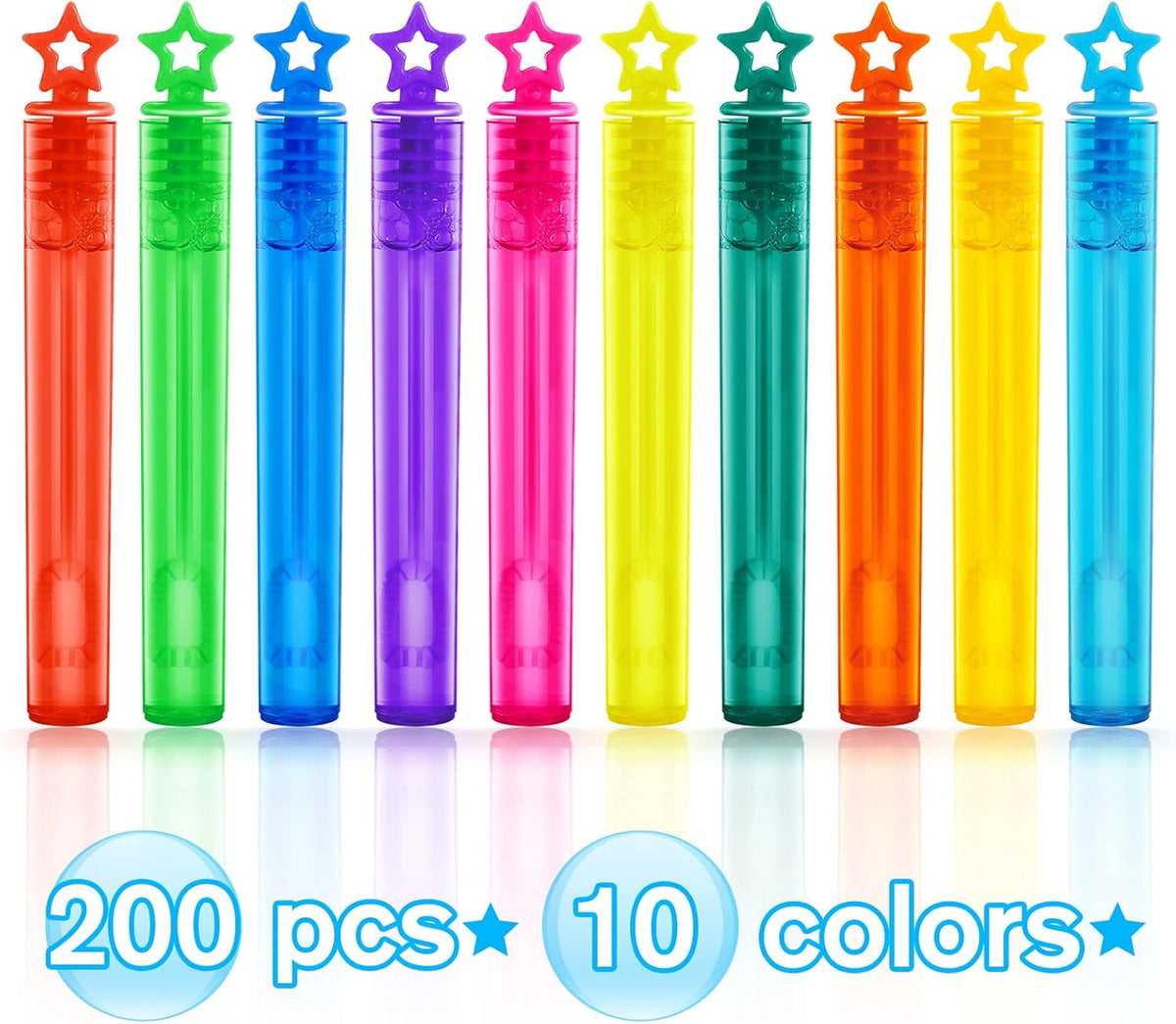 Letapapa Bubble Wand, 200 Pcs Mini Bubble Wands Bulk in 10 Colors, Bubble Party Favors for Kids