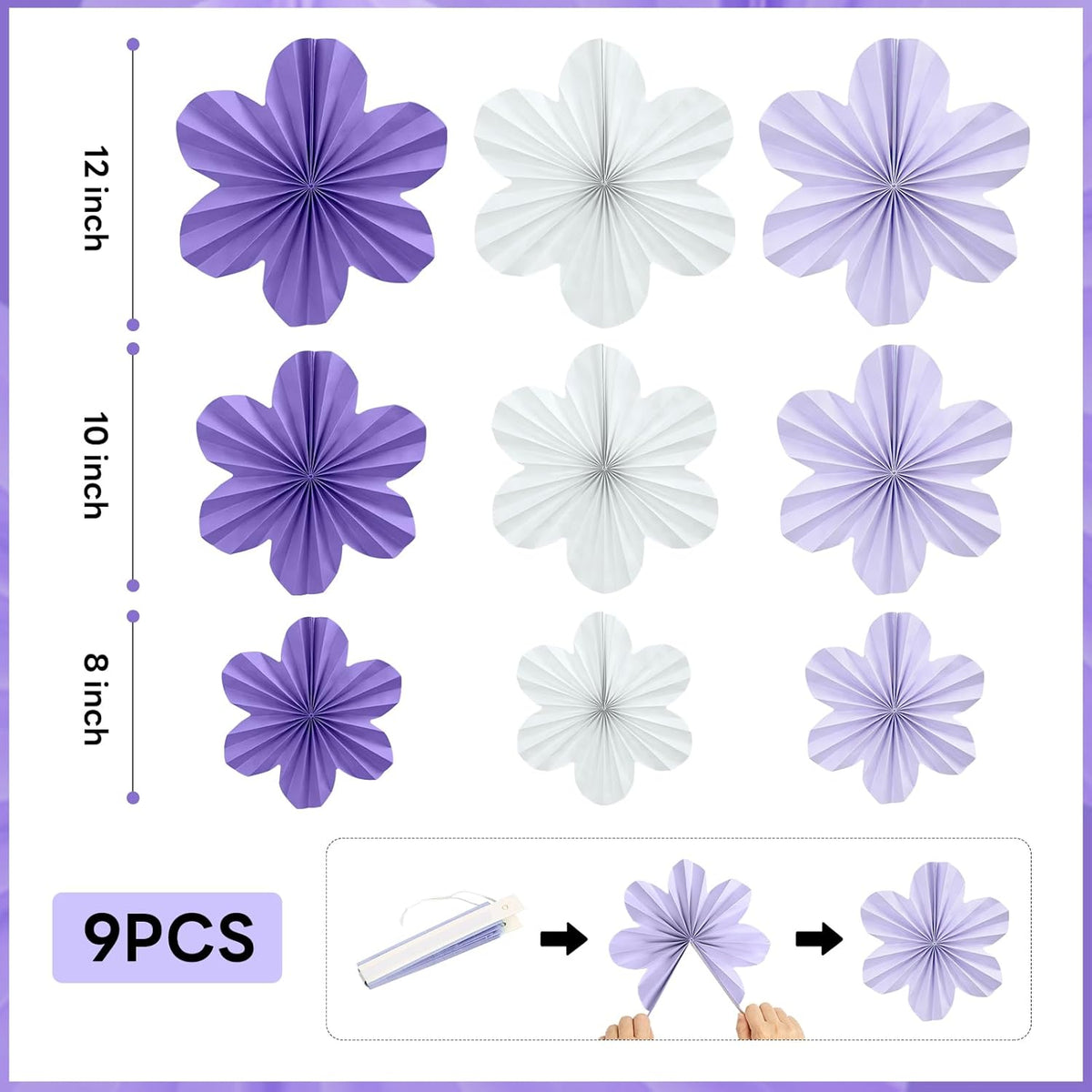 Lavender Birthday Party Decorations - Purple White Party Decorations with Hanging Paper