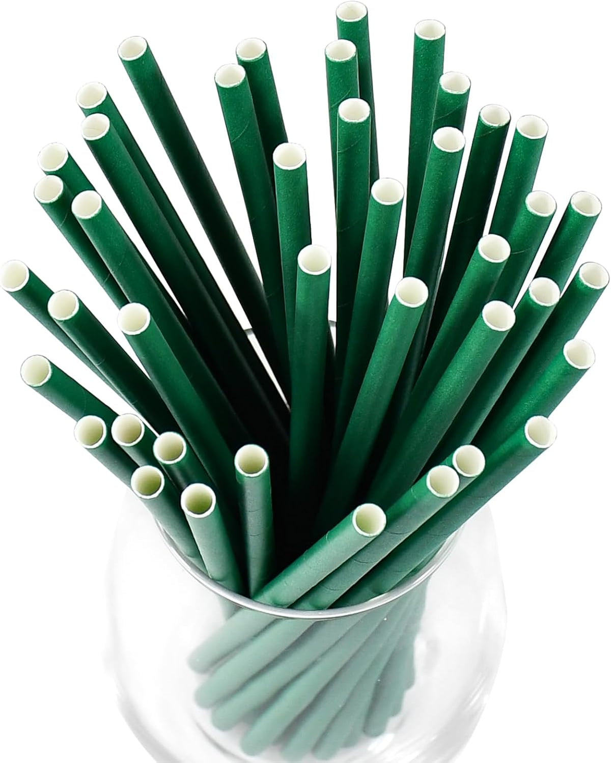 Disposable Paper Straws Solid Green - 7.75'' x 0.24'', 100 Counts - for Drinking, Beverage, Juice