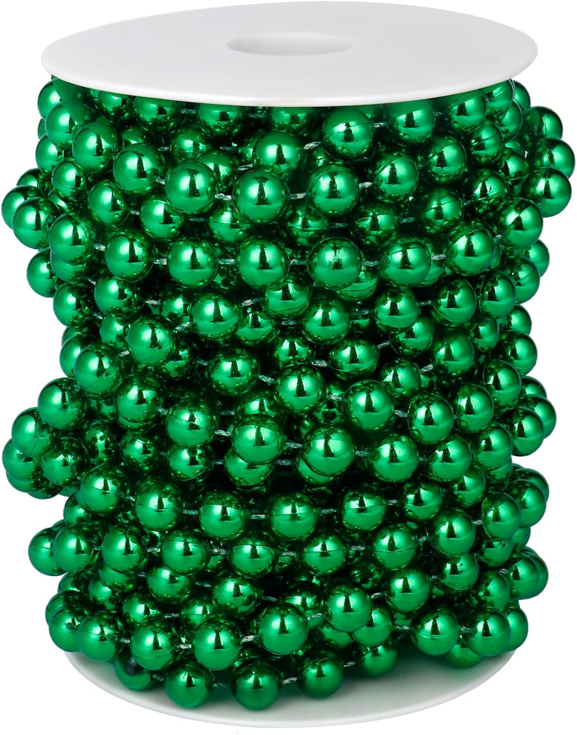 [33 Feet] Green Pearl Beads Garland, 10MM 11 Yards Green Faux Pearl Beads String Roll Bulk for DIY
