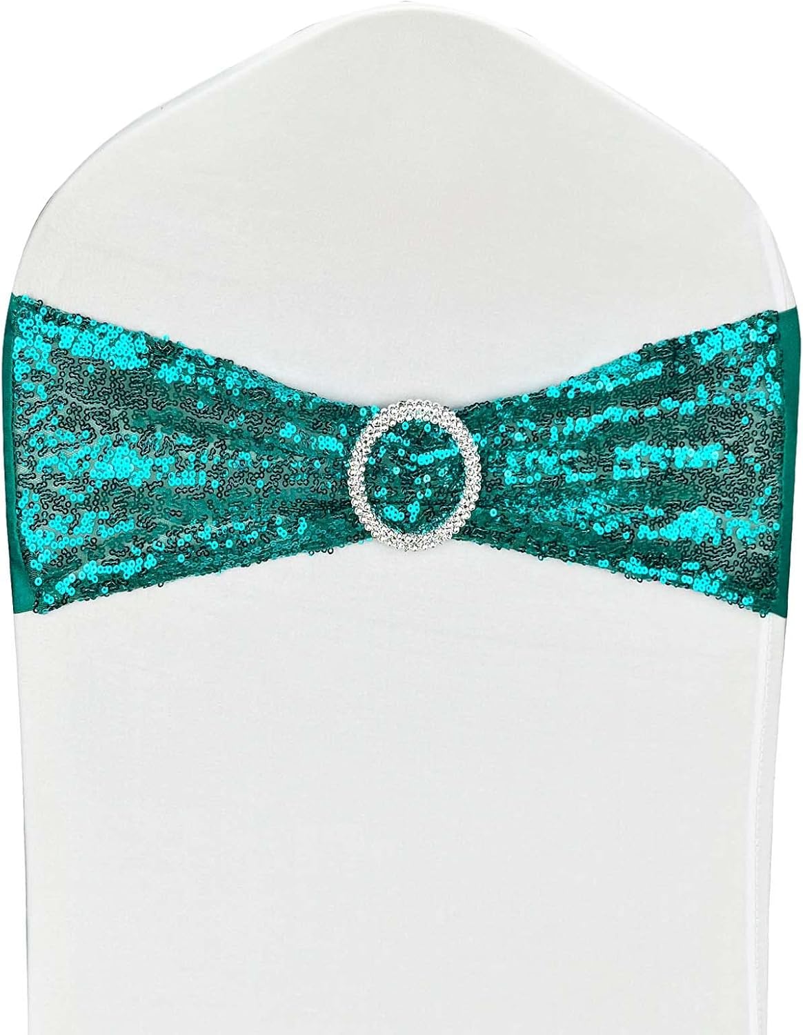 25 Pcs Chair Sashes Sequin Stretch Chair Bands Spandex Polyester Bows for Party Hotel Wedding
