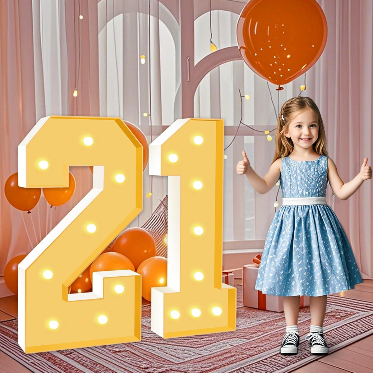 3FT Marquee Numbers 21, Large Light Up Numbers 21th Birthday Decorations for Girls Boys, Cardboard