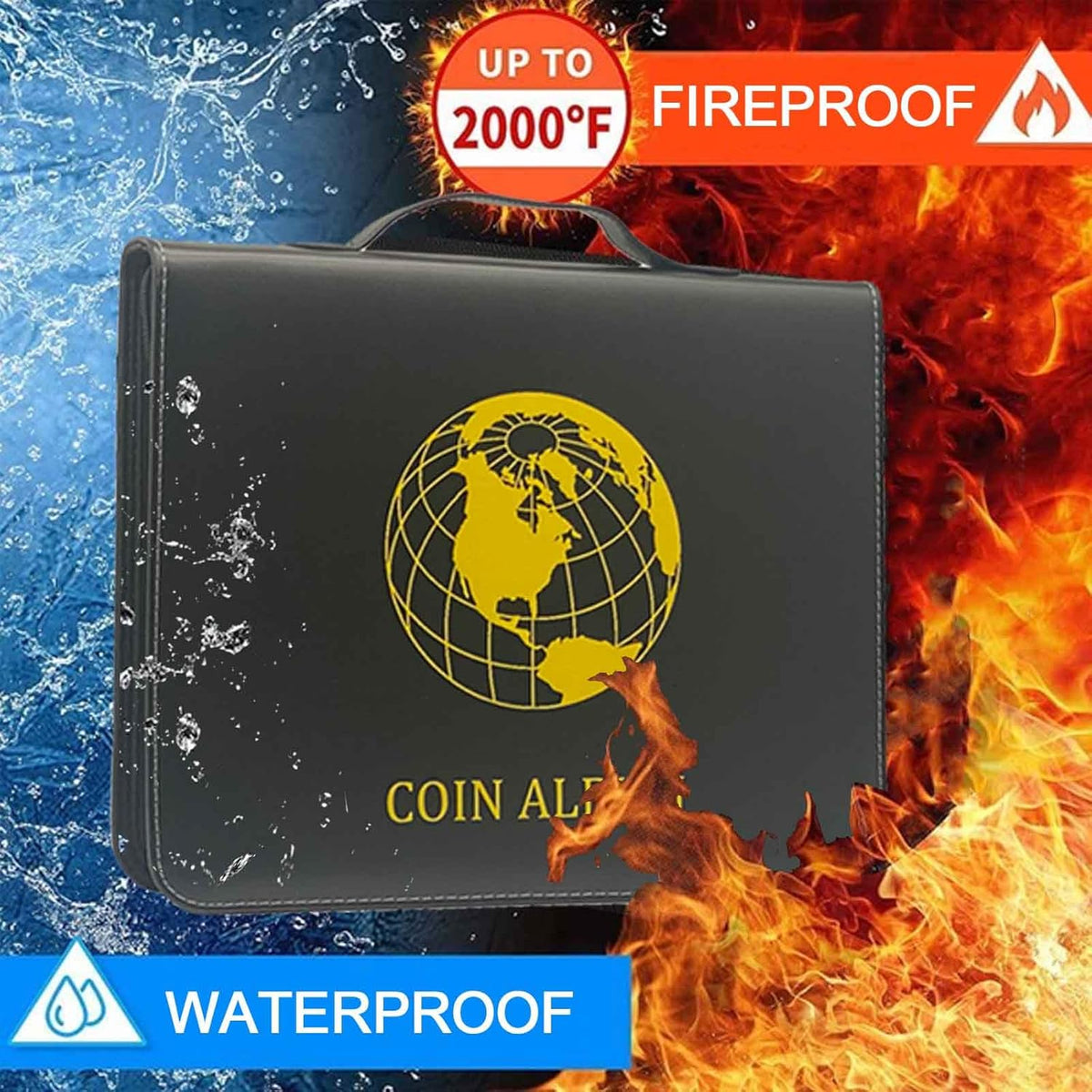 321 Pockets Fireproof Coin Collection Holder Album Book for Collectors, 312 Pockets Coins