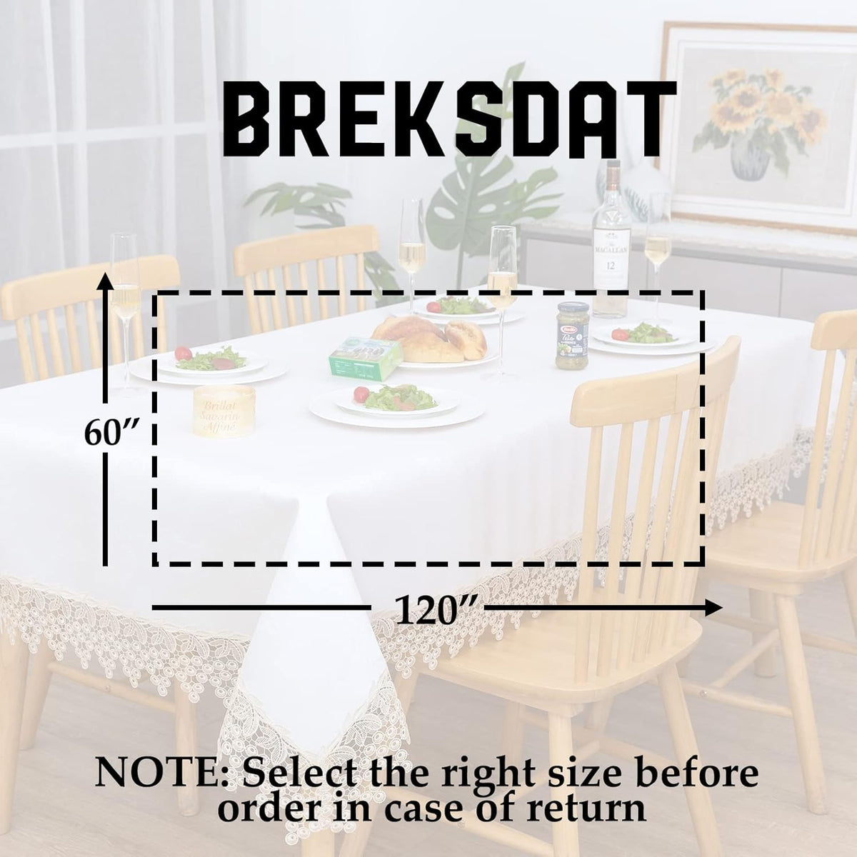 Beige lace Premium Rectangle Farmhouse Tablecloth Waterproof OilProof SpillProof AntiShrink Soft