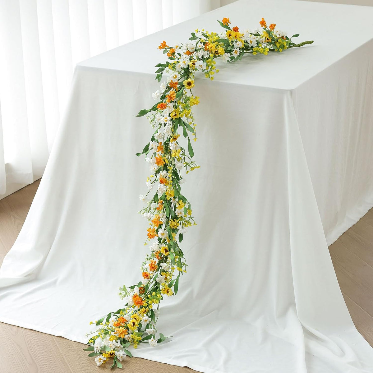 Mizii Artificial Flower Garland 6FT Fake Daisy Floral Garland Daisies Hanging Vines Spring Summer