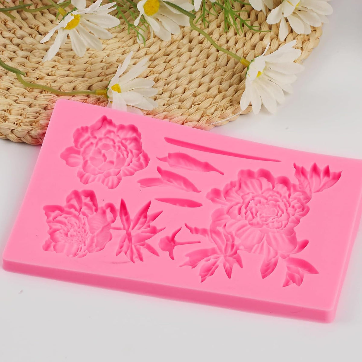 Rose Fondant Molds, Peony Kitchen Baking Silicone Mold, Leaf Chocolate Mold, for Cake Decoration