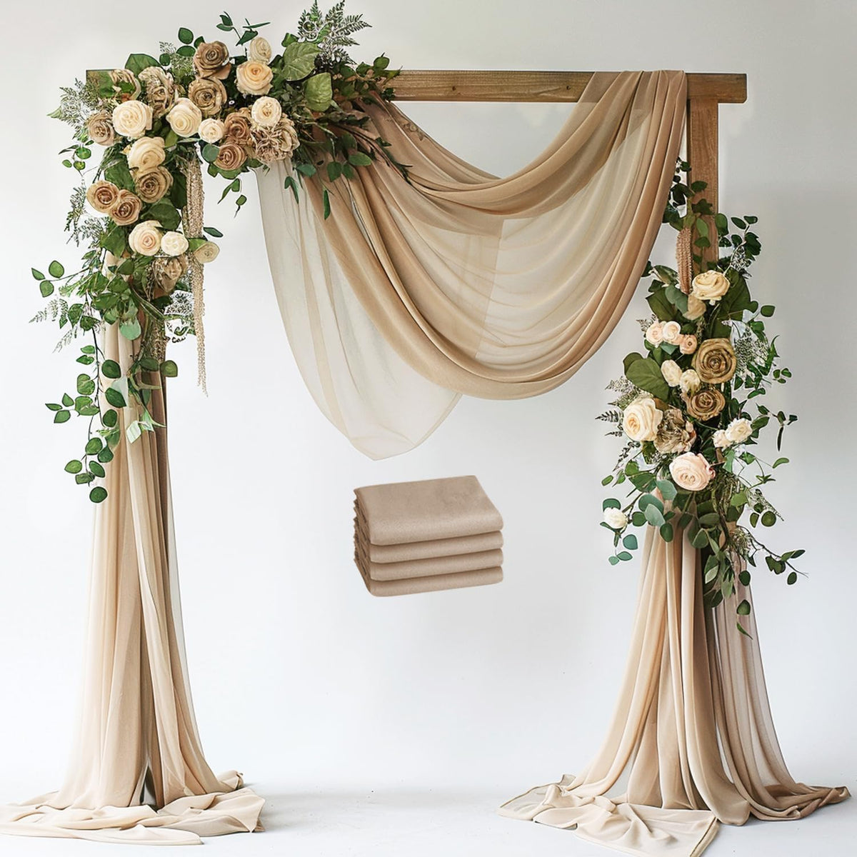 Wokceer Wedding Arch Draping Nude 4 Panels 28.7" x 20FT Sheer Fabric Drapes Backdrop for Ceremony