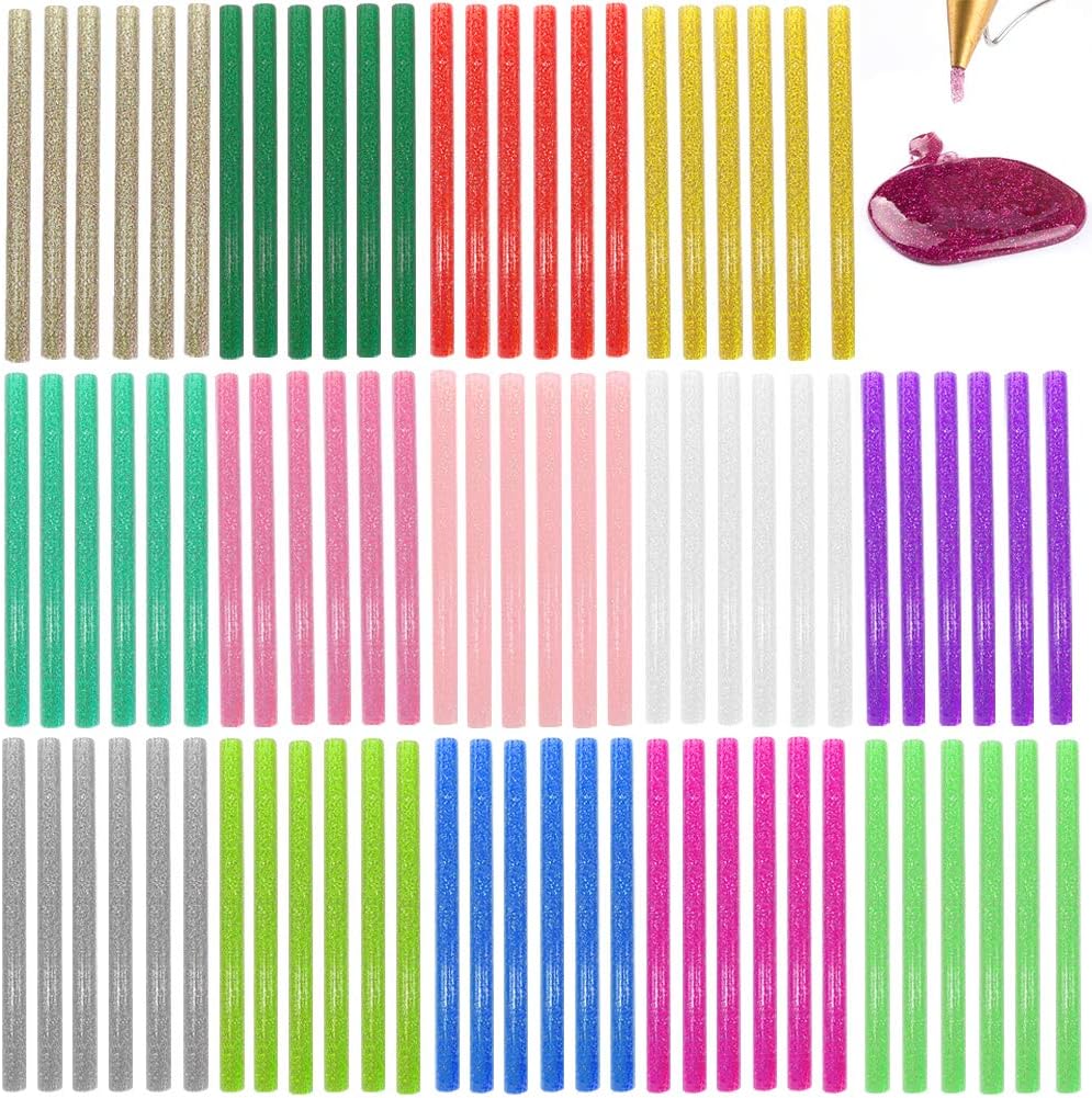 Glitter Hot Glue Sticks for Hot Glue Gun 14 Colors 84 Pack Bulk Colored Glitter Glue Stick for Mini