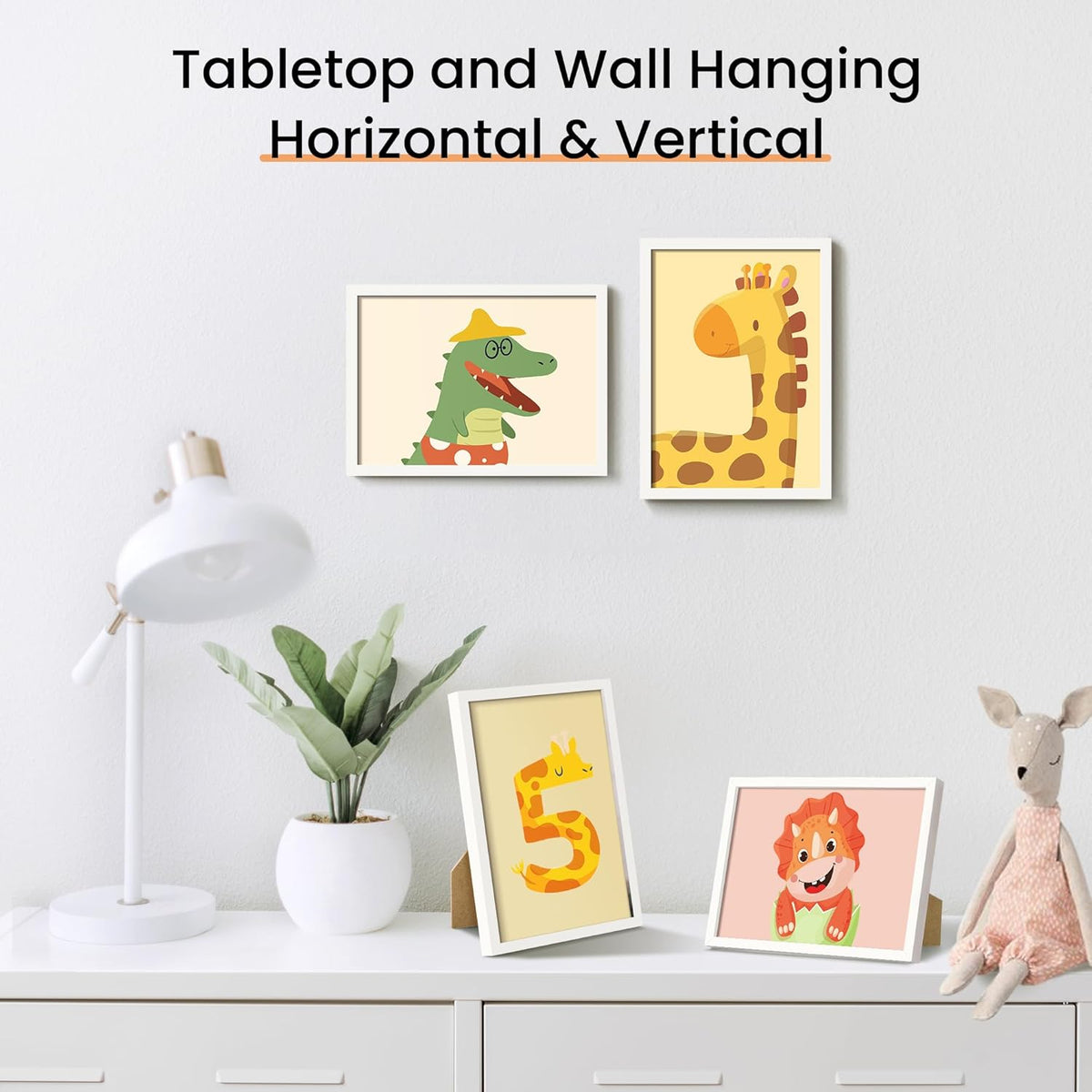 upsimples 5x7 Picture Frame Set of 3, Made of High Definition Glass for 5 x 7 White Frames, Wall