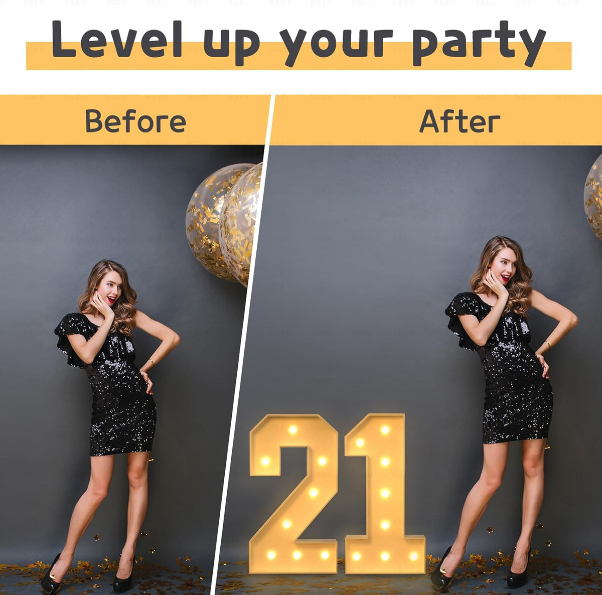 imprsv 3FT Marquee Numbers, Light Up Numbers for 2nd 25th Birthday Decorations Anniversary Party