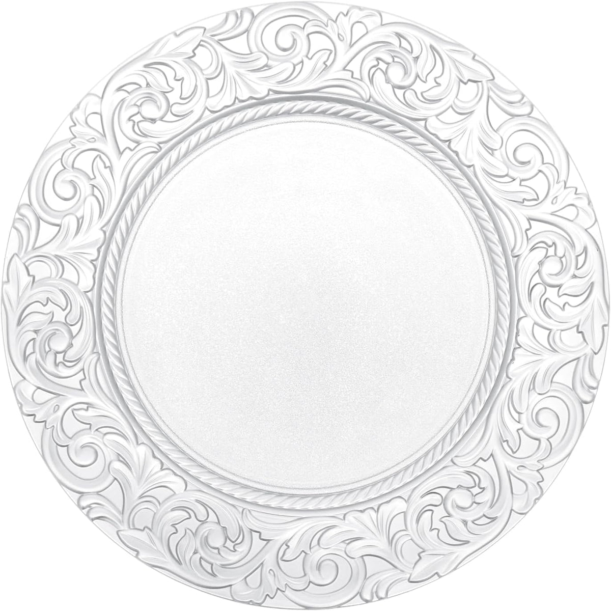 Antique Charger Plates Set, 100 Pcs 13in Plastic Embossed Dinner Plate, Round Phoenix Pattern
