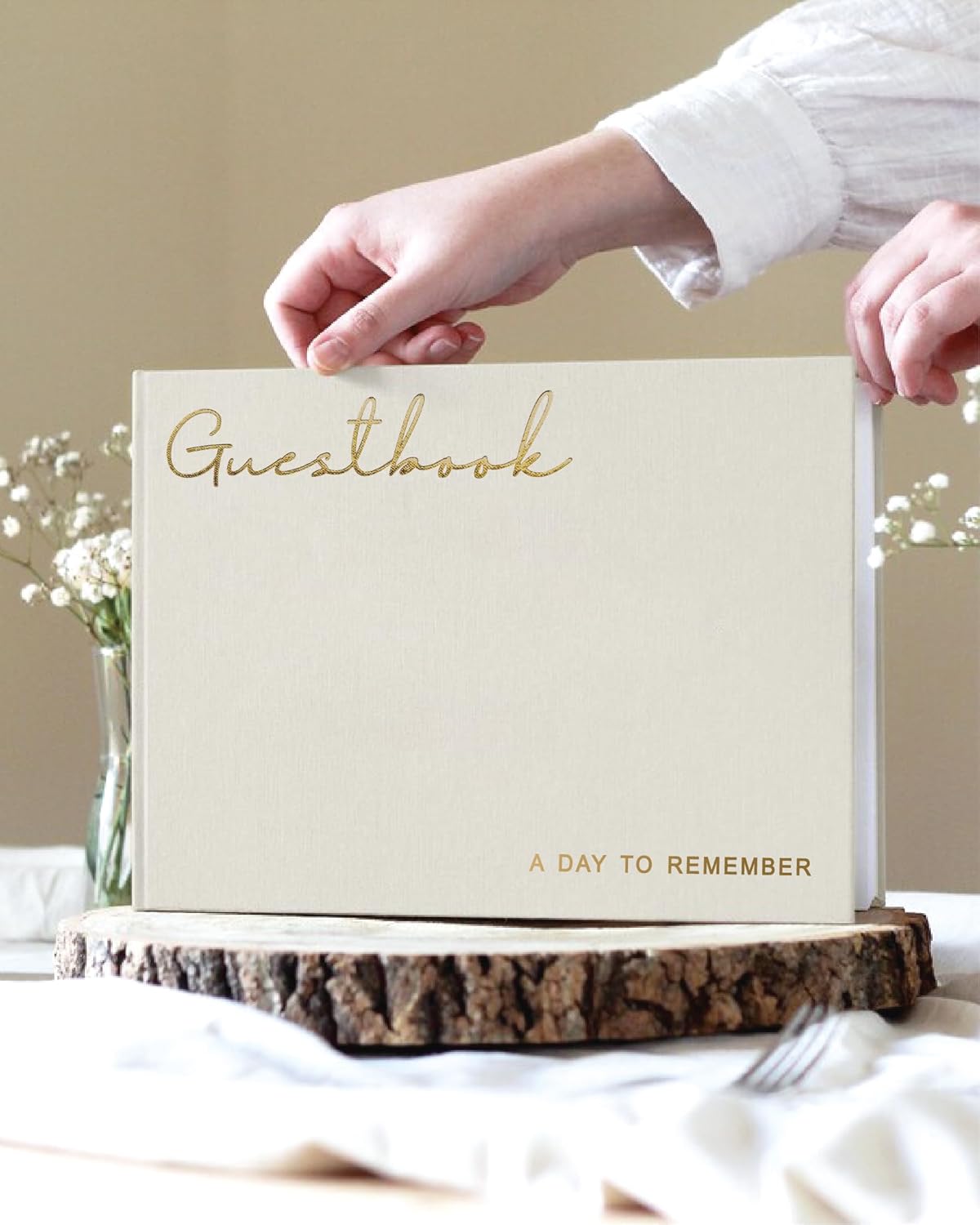 Elegant Linen Wedding Guset Book - Polaroid Guest Book for Wedding Reception,Baby Shower,Bridal