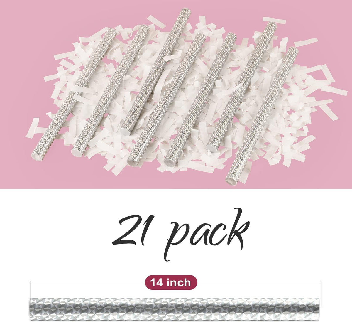 BATTIFE 21Pack White Confetti Wands, 14 Inch Tissue Paper Confetti, Flick Flutter Sticks for