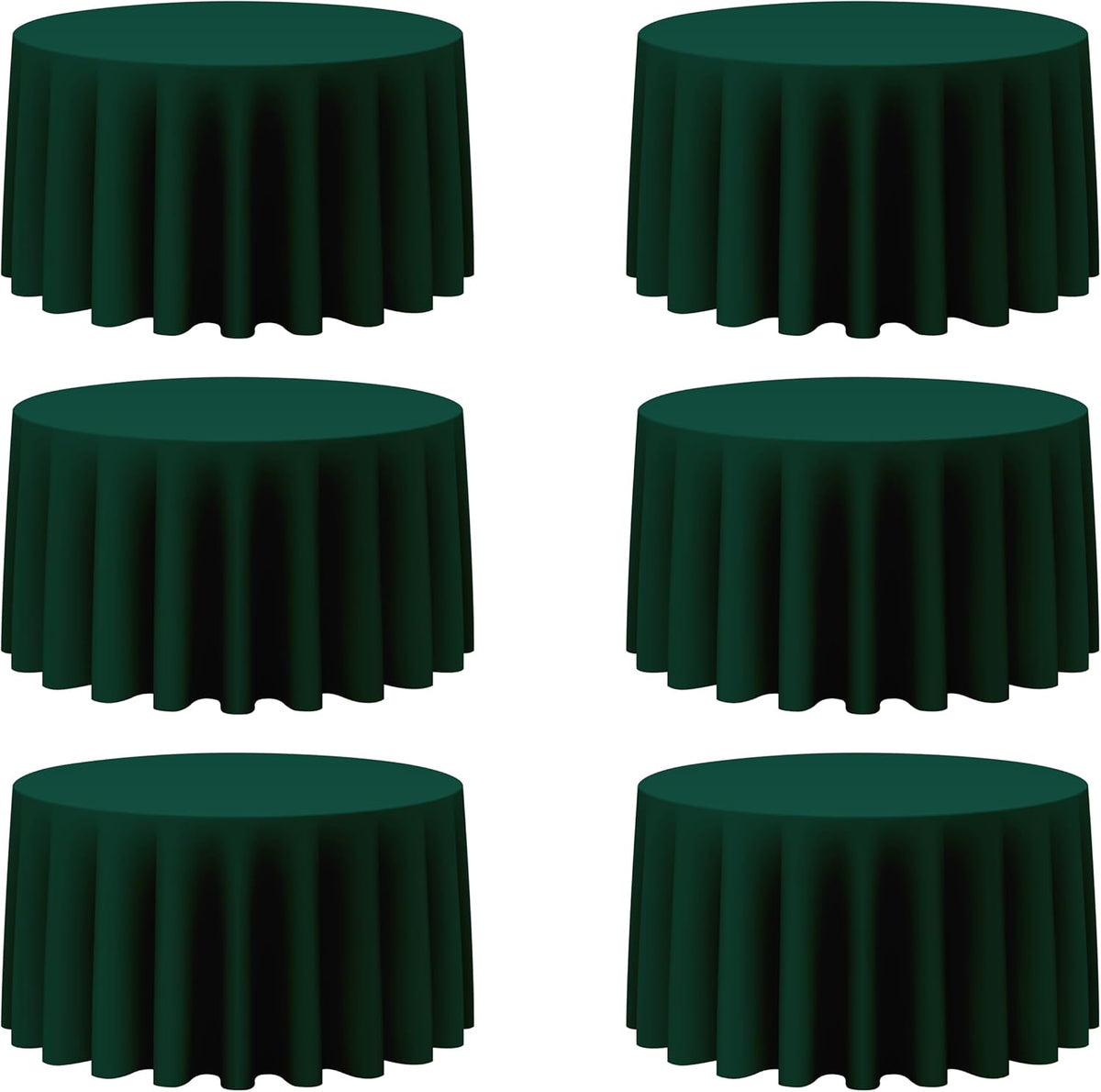 BRILLMAX 6 Pack Hunter Green Round Tablecloths 120 Inch - Circle Bulk Linen Polyester Fabric