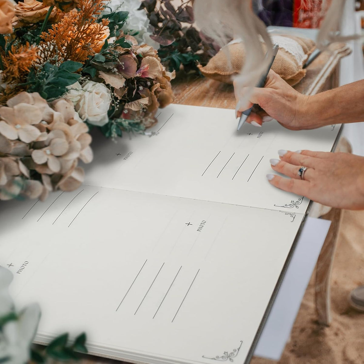 Vienrose Wedding Guest Book Polaroid Guest Book Photo GuestBook Sign in book Personalized Linen