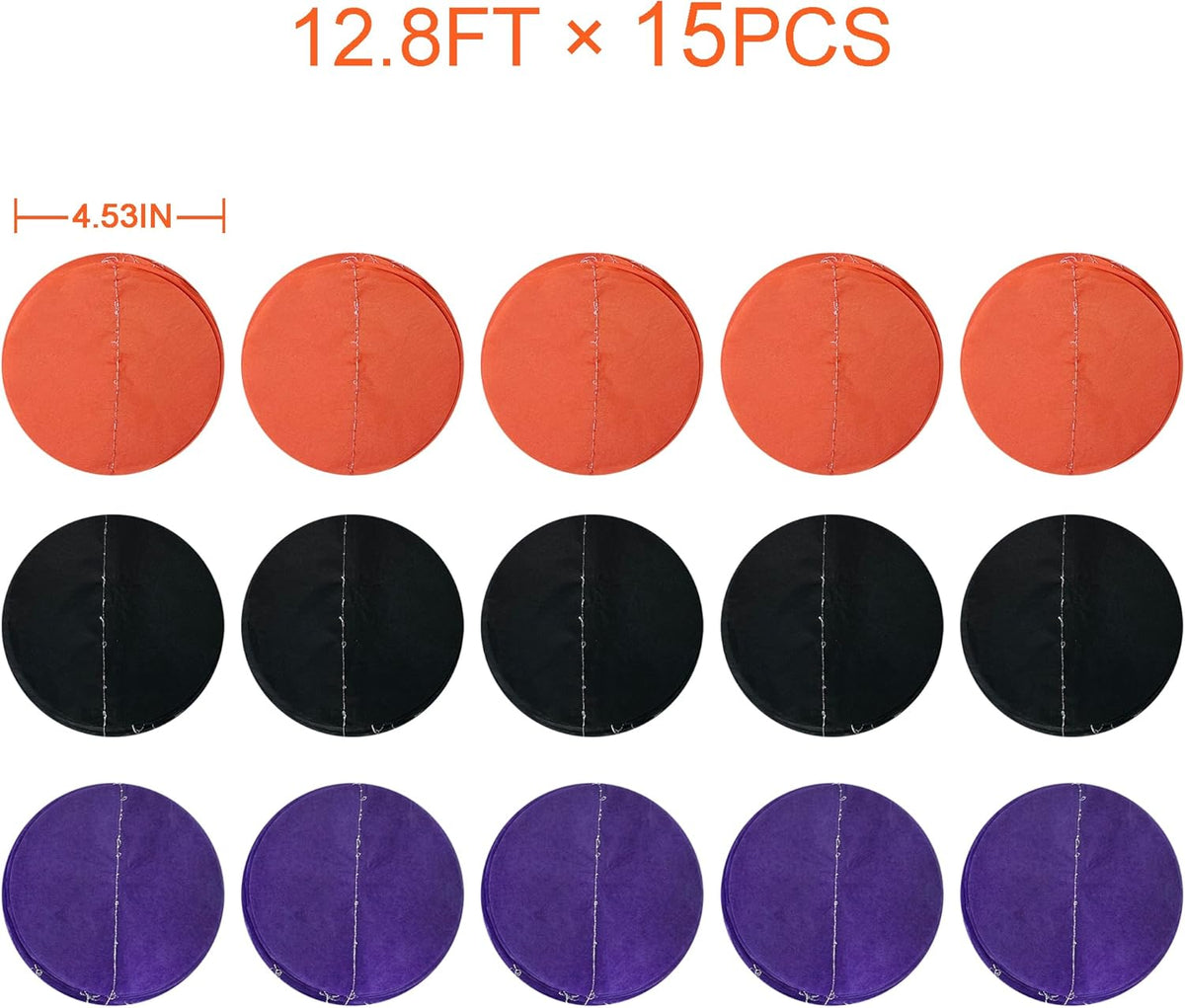 192 Ft Orange Purple Black Party Decorations Polka Dots Streamer Garland Backdrop for Halloween