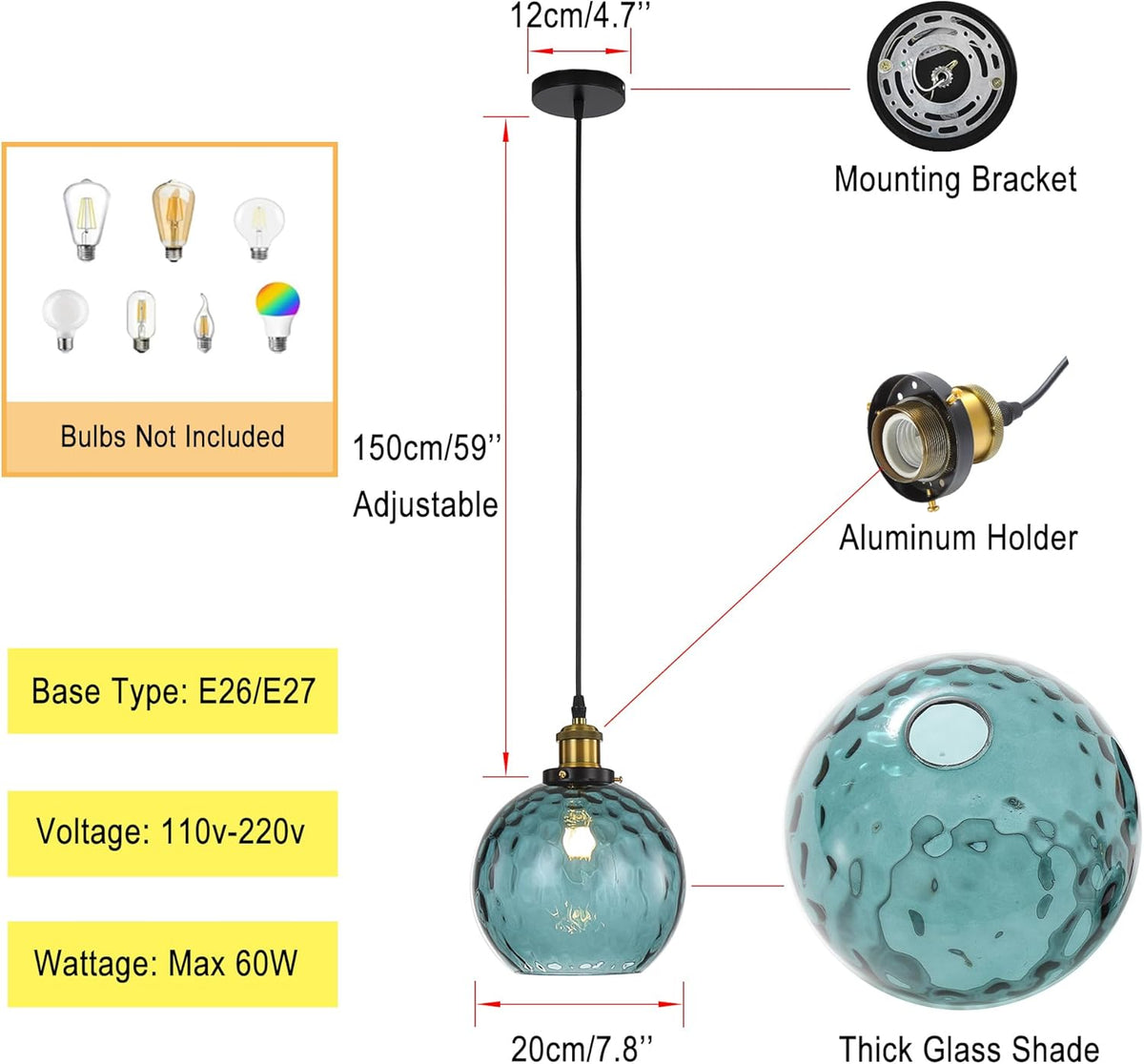 Pendant Light Shade Industrial Hanging Lights Fixtures Ceiling Outdoor Pendant Lighting for Kitchen
