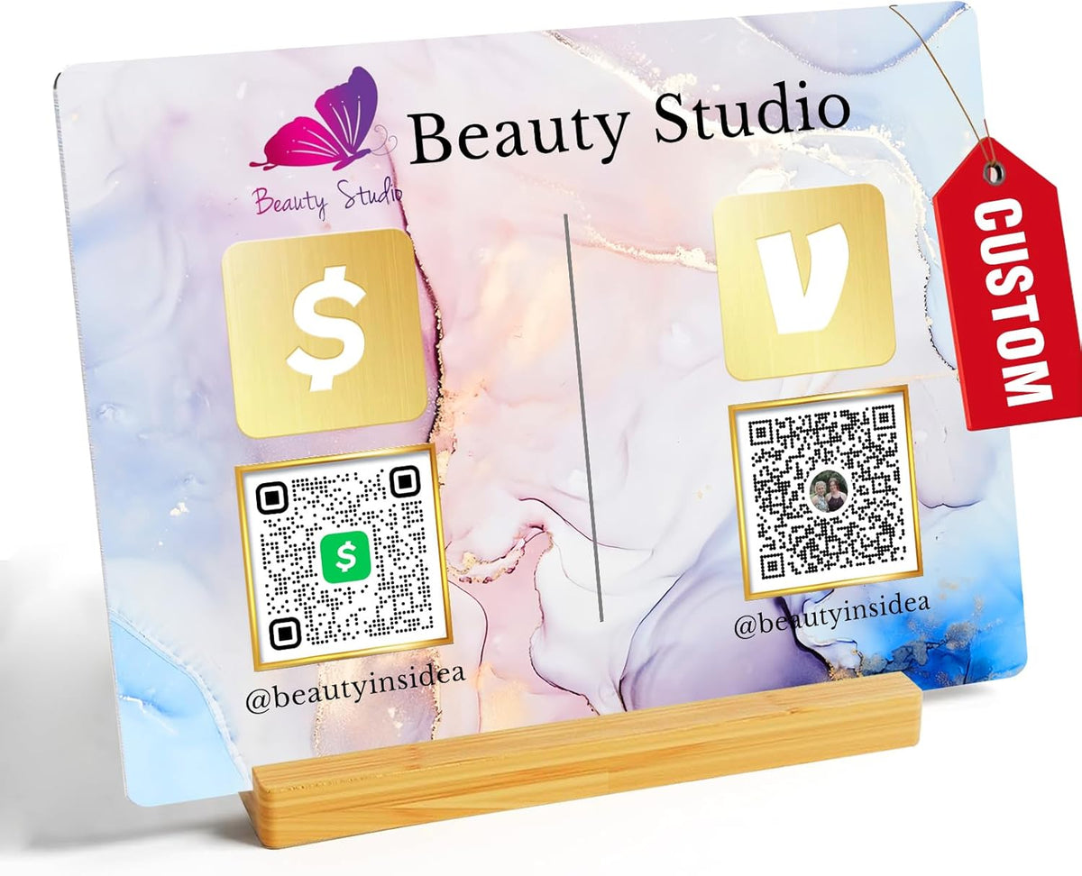 Personalized Custom Metal QR Code Sign Venmo Cashapp Scan to Pay with Stand Instagram Facebook
