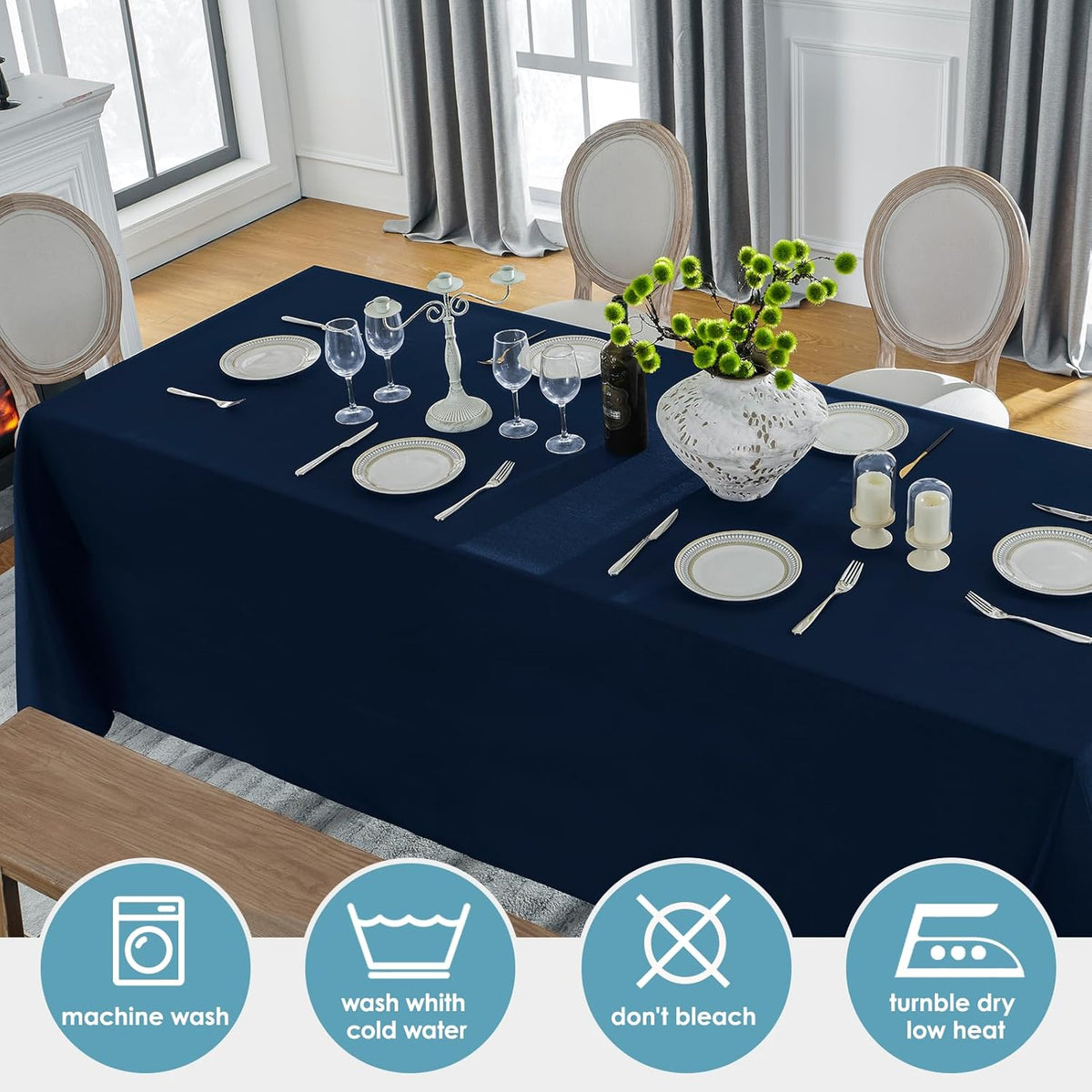 VidaFete Tablecloth 10 Pack 90 * 132inch Rectangle Table Cloth Polyester, Stain Wrinkle Resistant