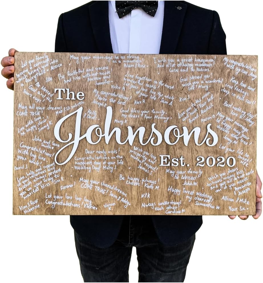 Wedding Guest Book Alternative, Medium - 16.1 inches (41 cm), Wooden Wish Book Circle, Unique Guest