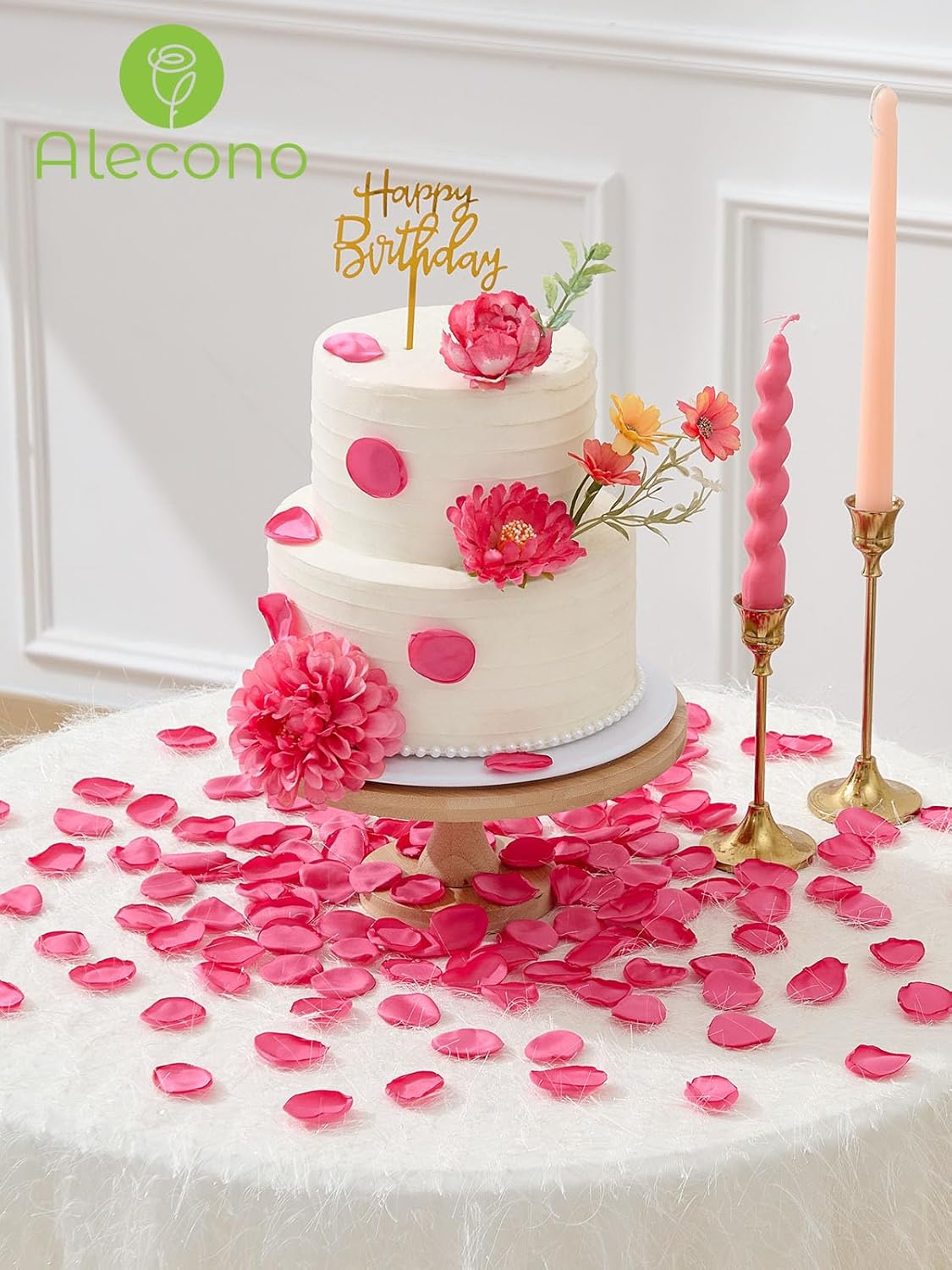 Alecono 400Pcs Silk Rose Petals, Faux Hot Pink Petals for Wedding Proposal Flower Girl Basket