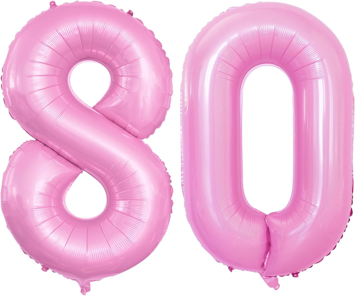 GOER Number 80 Balloons for 80th Birthday Party Decorations,42 Inch Jumbo Foil Helium Balloons for