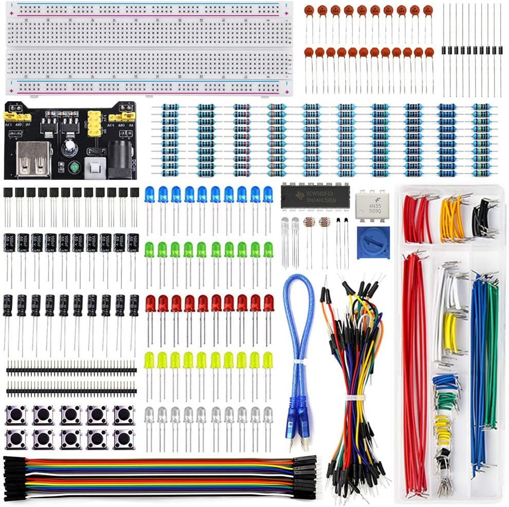 REXQualis Electronics Component Fun Kit w/Power Supply Module, Jumper Wire, 830 tie-Points