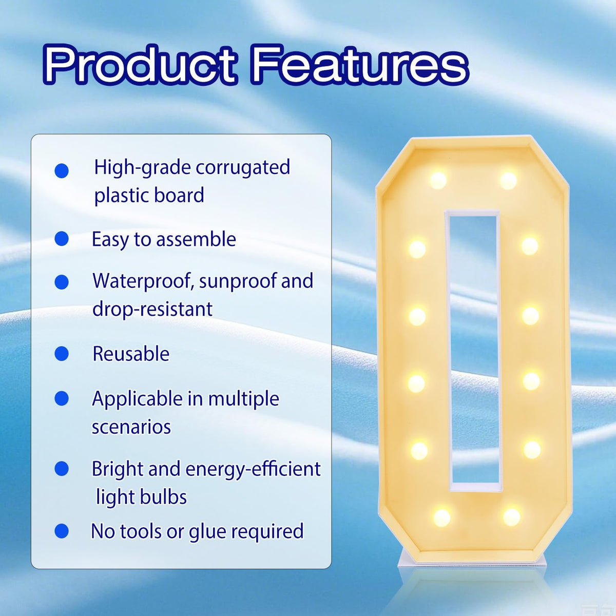 4FT Marquee Plastic Letters O - Light up Letters O Are Made from Corrugated Plastic Board - Quick