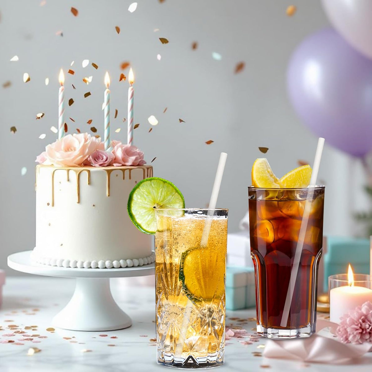 7.75 inch Disposable Paper Drinking Straws, Dye-free White, for Cocktails, Juice, Beverage, Coffee