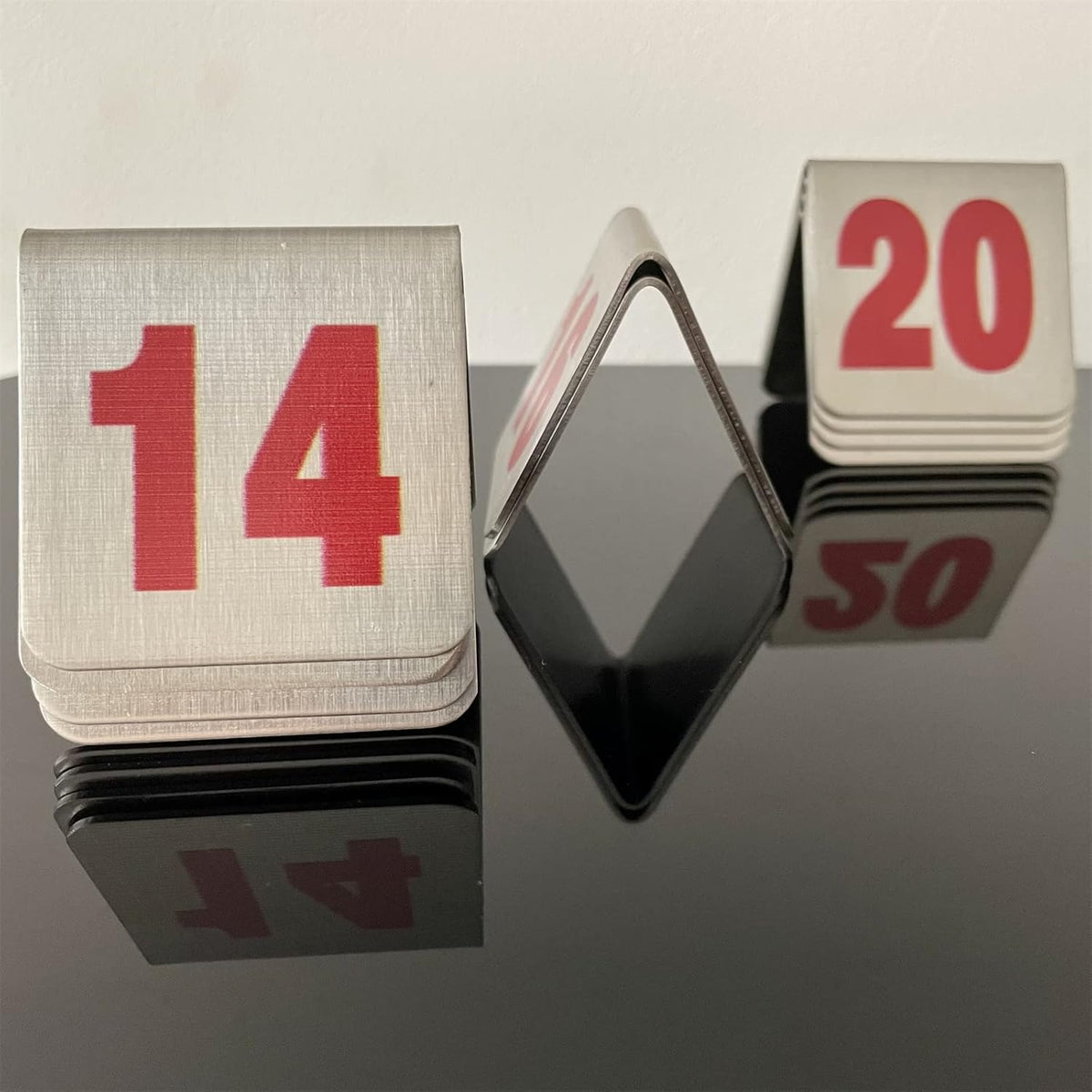 10 Pcs Metal Place Cards Stackable Tent Style Table Numbers，Place Card Holders for Celebration