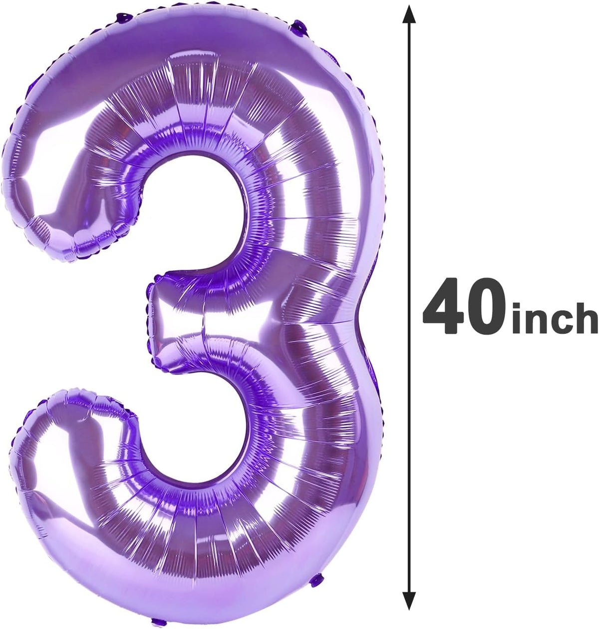 Large Purple Number 3 Balloon 40 Inch, 3 Three Wednesday Birthday Balloons,3rd 13 30 31 33 43 53
