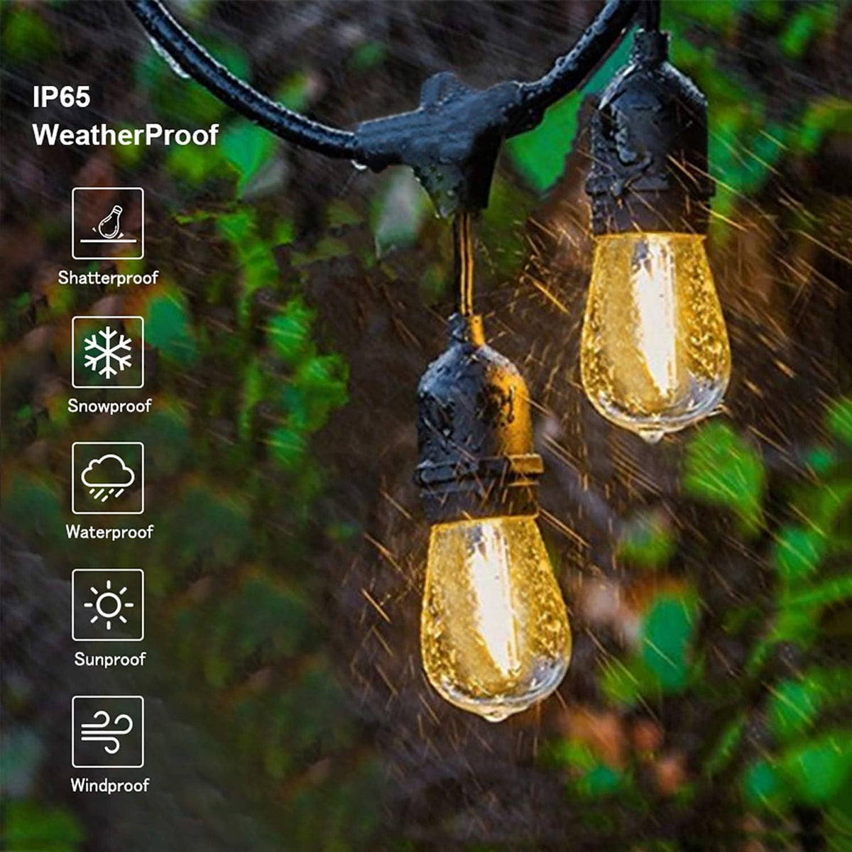 Svater Outdoor String Lights Led 105FT, Commercial Grade Patio Lights with 1W Dimmable S14