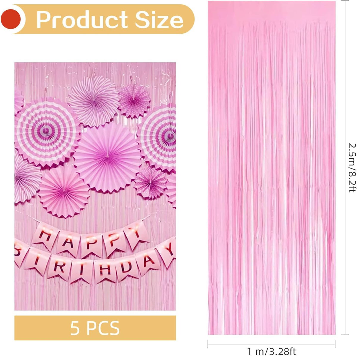 10 Pack Pink Foil Curtain Backdrop 3.2ft x 8.2ft Macaron Tinsel Foil Fringe Curtains Streamer Photo