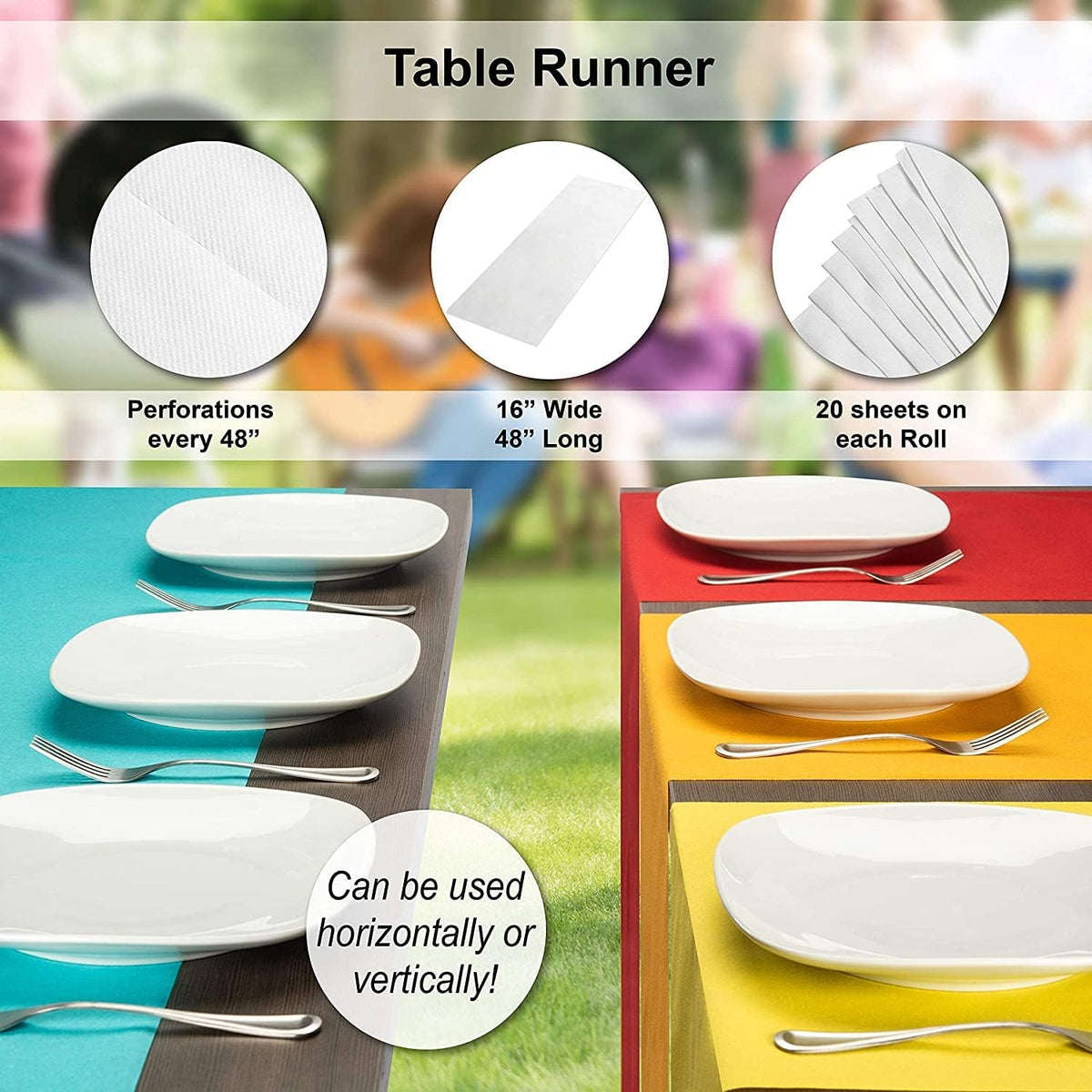 American Homestead Paper Table Runner Roll - 78 ft. Disposable Linen-Like Table Cover Roll - 20