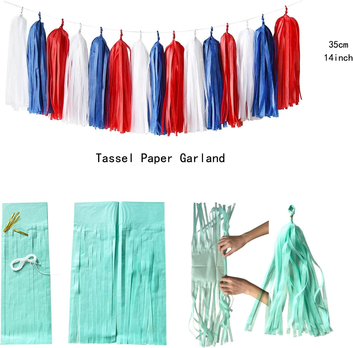 Fourth-4th of July Imemorial-Day Party-Decorations - 23pcs Red White Blue Graduation Banner, USA