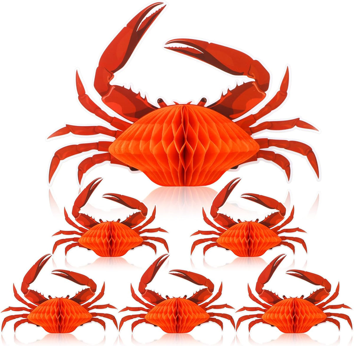 Jetec 6 Pcs Tissue Crab Lobster Honeycomb Centerpiece Hanging Crab Lobster Party Decorations Table