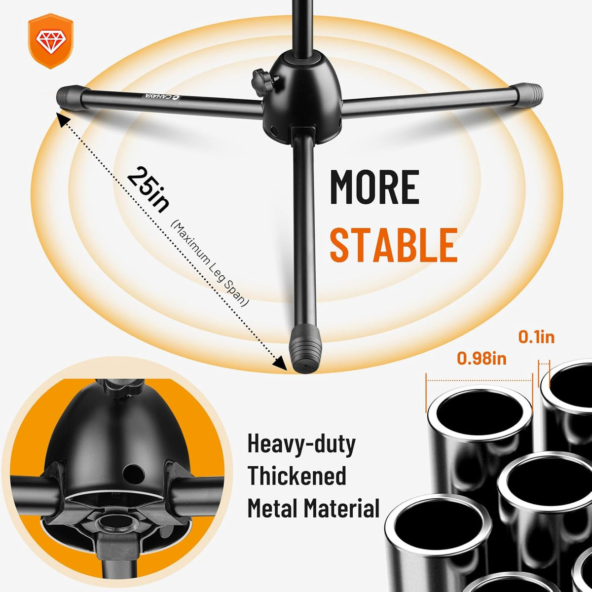 CAHAYA Tripod Microphone Stand: Boom Arm One-Button Release Floor Mic Stand Portable with Carrying