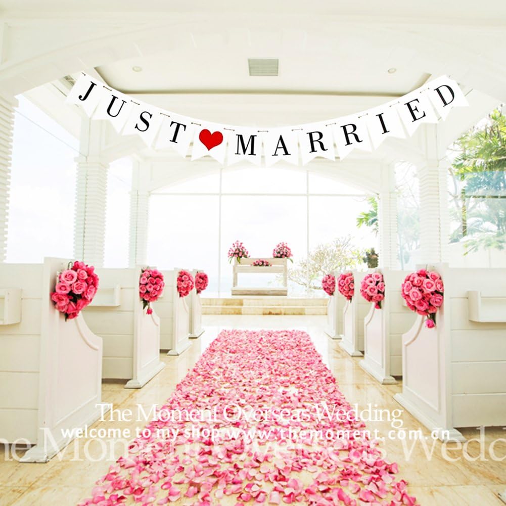 JUST Married Wedding Banner Set, Wedding Decorations for Reception, Bridal Shower and Engagement
