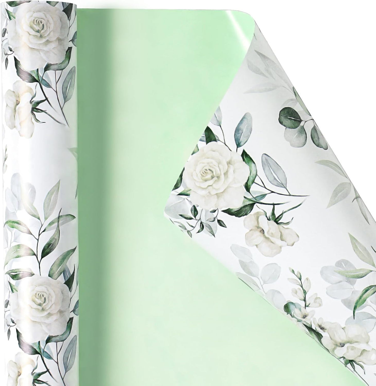 RUSPEPA Reversible Floral Wrapping Paper for Women Girls, Mini Roll, Elegant Flower Greenery and