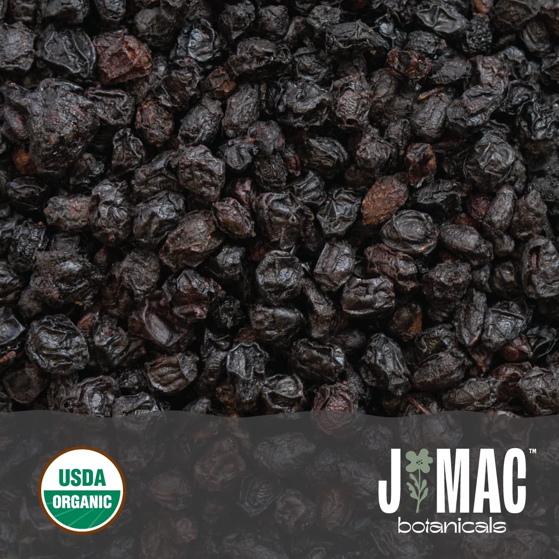 J Mac Botanicals Certified USDA - 100% Organic Dried Elderberries - 1lb Bulk - Non-Irradiated